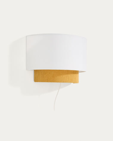 Bianella cotton and mustard corduroy wall light Ø 40cm