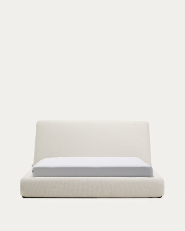Martina bed with removable cover in ecru chenille for mattress 160 x 200cm