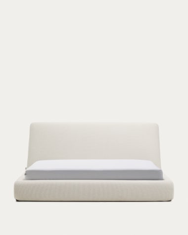 Martina bed with removable cover in ecru chenille for mattress 180 x 200cm