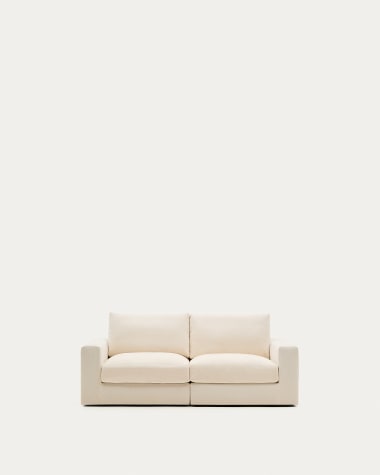 Alea removable cover modular sofa 3-seater in natural chenille 220 cm