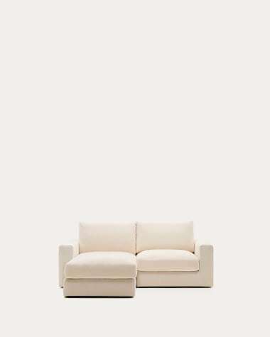 Alea removable cover modular sofa 3-seater in natural chenille left chaise longue 220 cm
