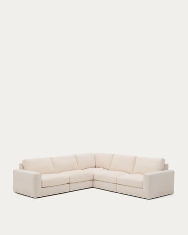 Alea removable cover modular sofa 5-seater in chenille 310 x 310 cm