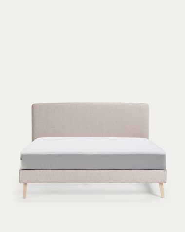 Dyla Bett mit abnehmbarem Bezug in Beige für Matratze von 160 x 200 cm