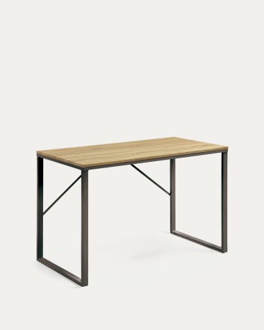 Talbot Schreibtisch MDF Finish in Natur und Stahlbeine mit schwarzem Finish 120 x 60 cm