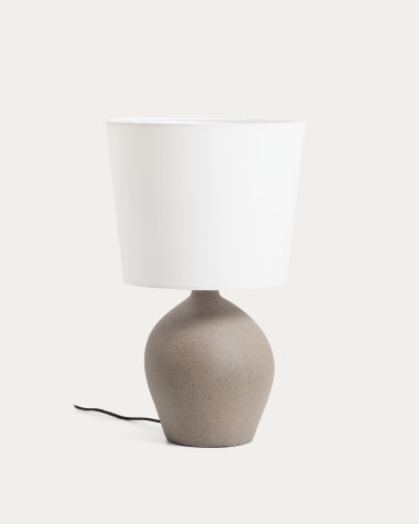 Grande lampe de table Viona avec effet pierre texturée et abat-jour en coton