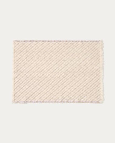 Tapis de bain Janu 100 % coton structure diagonale écrue 50 x 70 cm