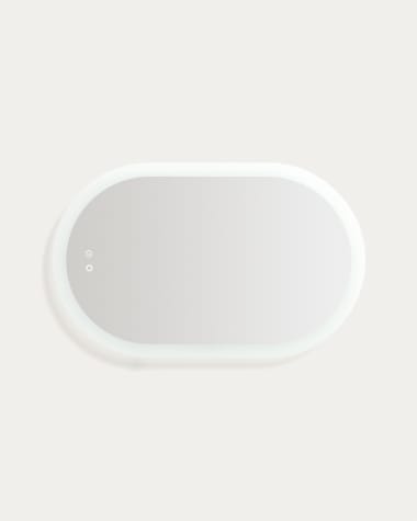 Mervi oval bathroom mirror with LED light and anti-fog 80 x 50cm
