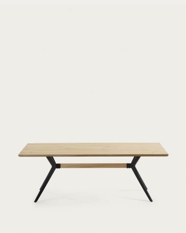 Amethyst oak veneer table with a whitewashed finish and black steel legs, 160 x 90 cm