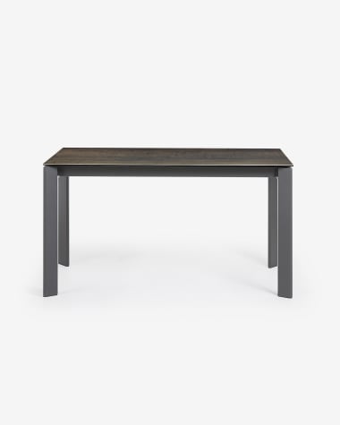 Axis extendable porcelain table with Iron Moss finish and dark grey steel legs, 140 (200) cm