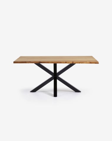 Argo oak veneer table with natural finish and steel legs with black finish 160 x 90 cm