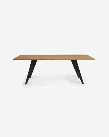 Koda oak veneer table with natural finish and steel legs with black finish 160 x 90 cm