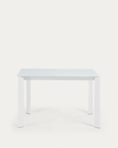 Axis white glass extendable table with white steel legs 120 (180) cm