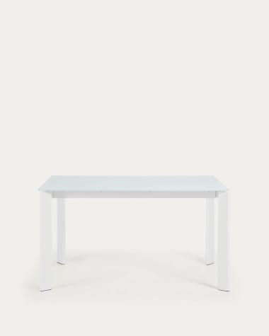 Axis white glass extendable table with white steel legs 140 (200) cm