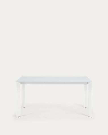 Axis white glass extendable table with white steel legs 160 (220) cm