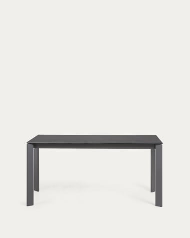 Axis extendable porcelain table with Volcano Rock finish and dark grey legs, 160 (220) cm