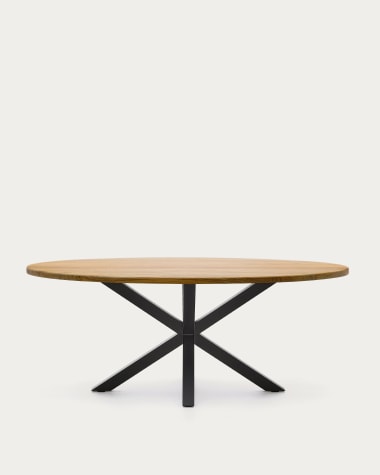 Ovaler Tisch Argo aus massivem Akazienholz und Stahlbeinen mit schwarzem Finish Ø 200 x 100 cm