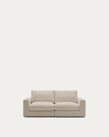 Alea removable cover modular sofa 3-seater in light brown chenille 220 cm