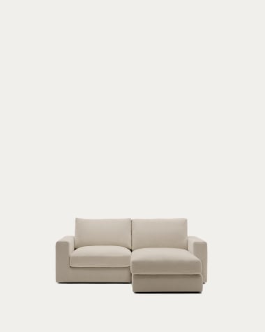 Alea removable cover modular sofa 3-seater in light brown chenille right chaise longue 220 cm