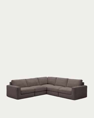 Alea removable cover modular sofa 5-seater in dark brown 310 x 310 cm