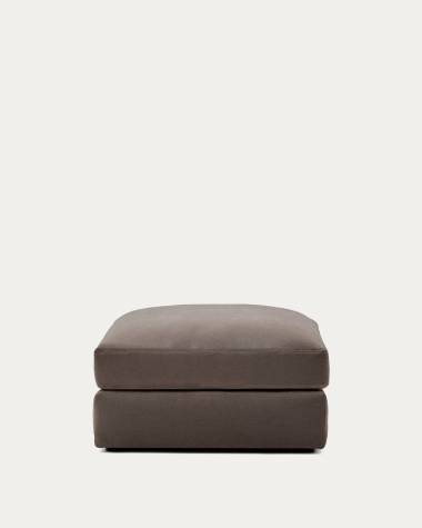 Alea removable cover footrest in dark brown chenille 90 x 90 cm