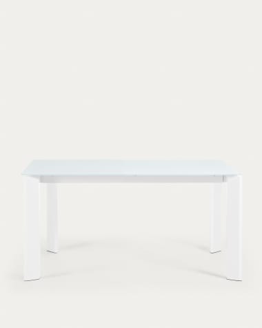 Axis white glass extendable table with white steel legs 160 (220) cm