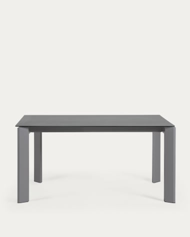 Axis extendable porcelain table with Volcano Rock finish and dark grey legs, 160 (220) cm