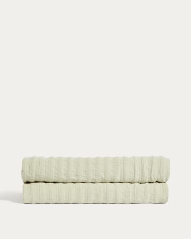 Trapunta Rilune 100% cotone con rilievo effetto a righe verde chiaro per culla convertibile