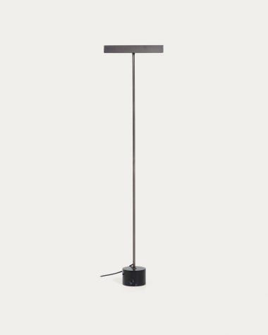 Lynor brushed metal floor lamp with black marble base UK adaptor