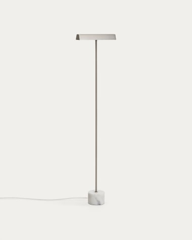 Lynor brushed metal floor lamp with white marble base UK adaptor