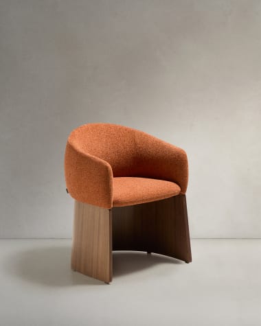 Bosca chair in terracotta chenille and walnut veneer FSC 100%