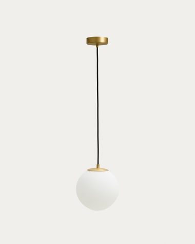 Lampada da soffitto Brisia in metallo con finitura in ottone spazzolato e 1 sfera in vetro satinato Ø15 cm