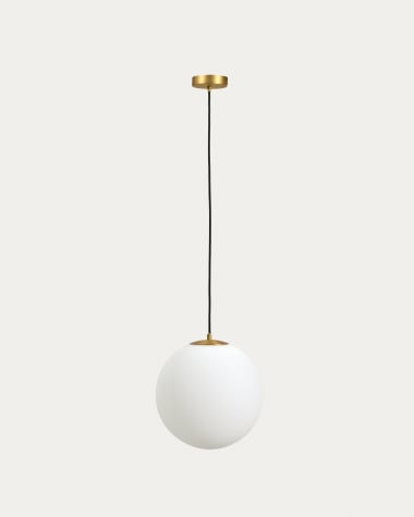 Lampada da soffitto Brisia in metallo con finitura in ottone spazzolato e 1 sfera in vetro satinato Ø30 cm