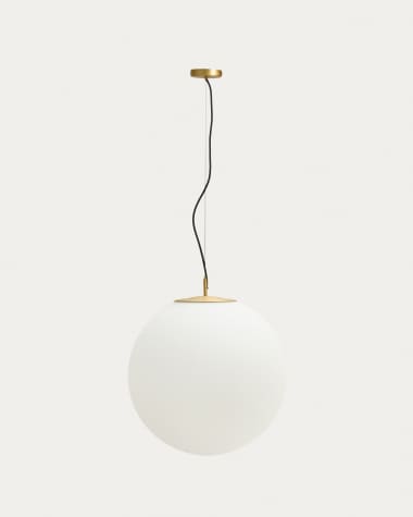 Lampada da soffitto Brisia in metallo con finitura in ottone spazzolato e 1 sfera in vetro satinato Ø50 cm