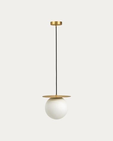 Lampada da soffitto Brisia in metallo con finitura in ottone spazzolato e 1 sfera in vetro satinato Ø20 cm