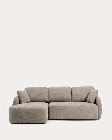 Canapé-lit Laira 3 places en chenille avec méridienne gauche taupe 246 cm FSC Mix Credit