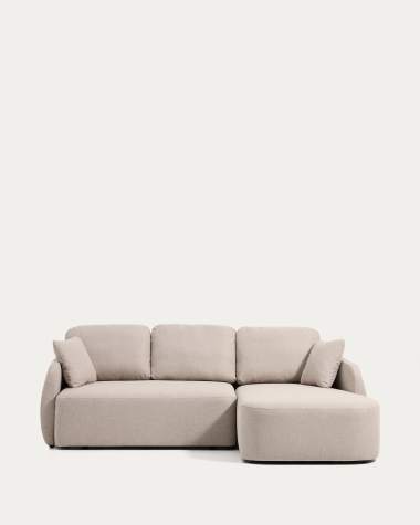 Rozkładana sofa 3-osobowa Laira z szezlongiem prawym z szenilu beżowego 246 cm FSC Mix Credit