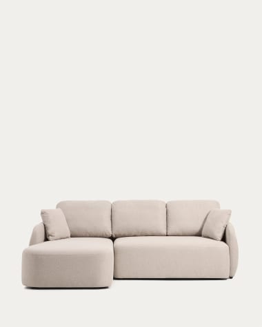 Canapé-lit Laira 3 places en chenille avec méridienne gauche beige 246 cm FSC Mix Credit