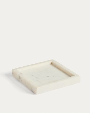 Plateau Serela en marbre blanc 18 x 18 cm