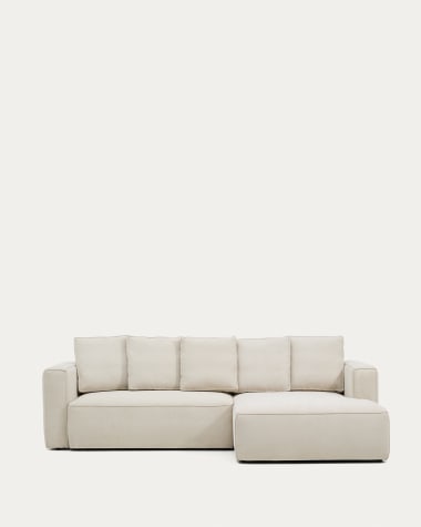 Marela 3-osobowa sofa rozkładana z prawym szezlongiem z beżowego szenilu 276 cm FSC Mix Credit