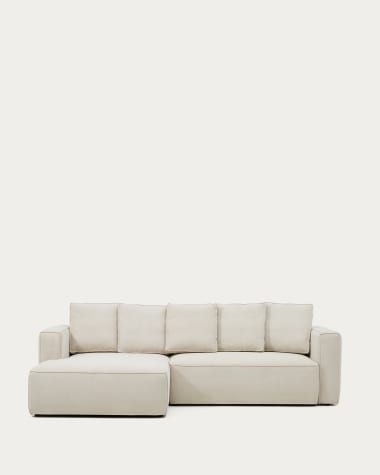 Marela 3-osobowa sofa rozkładana z lewym szezlongiem z beżowego szenilu 276 cm FSC Mix Credit