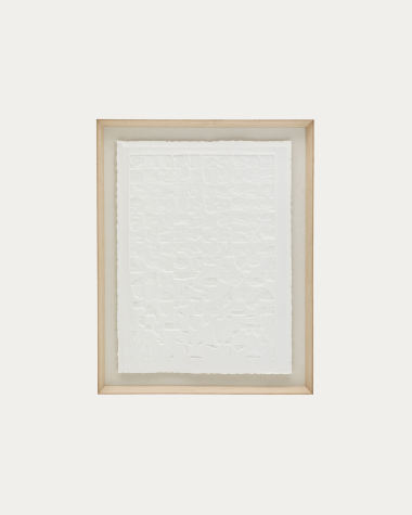 Biały obraz Annia wykonany z papier-mâché 90 x 70 cm