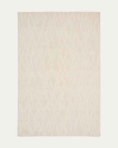 Tappeto Selira in lana beige con effetto ricamato 300 x 200 cm