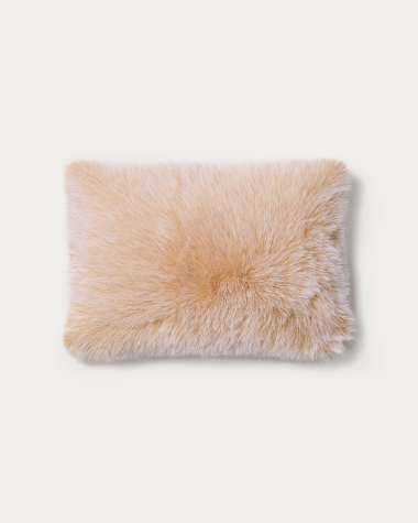 Lisara ecru two-tone faux-fur cushion cover 40 x 60cm