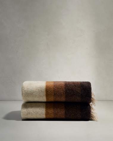 Voreni multicolour recycled wool blanket with fringing 130 x 170 cm