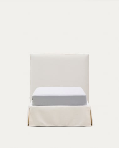 Lit déhoussable Jaira en chenille blanche pour matelas de 90 x 200 cm FSC Mix Credit