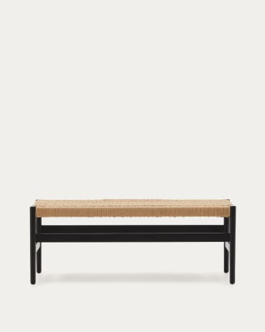 Panca Zaide in legno massiccio di rovere con finitura in nero e seduta in corda 120 cm FSC 100%