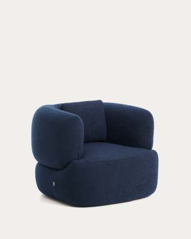 Martina navy blue bouclé armchair with cushion FSC Mix Credit