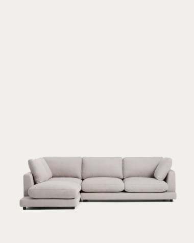 Gala 4-seater grey micro bouclé sofa with left-hand chaise longue FSC Mix Credit 300 cm