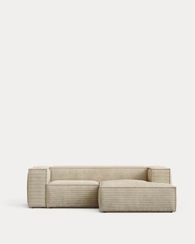 2-Sitzer-Sofa Blok mit dickem Cord in Naturfarbe und Chaiselongue rechts 240 cm FSC Mix Credit