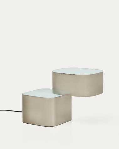 Tanden table lamp in grey metal with brushed finish